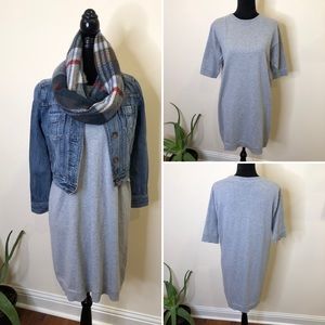 Vince Gray Ribbed Trim Oversized T-Shirt Tunic Dress XSMALL